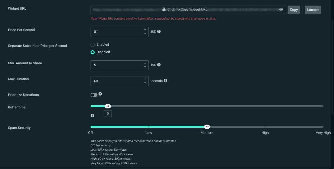 streamlabs media share widget  dashboard settings
